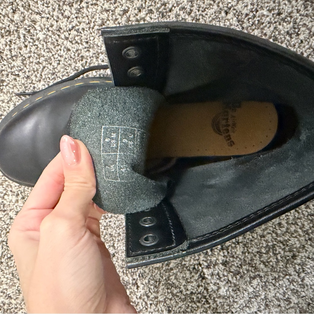 Dr Martens Black Lace-Up Boots with Yellow Stitching - Picture 4 of 8